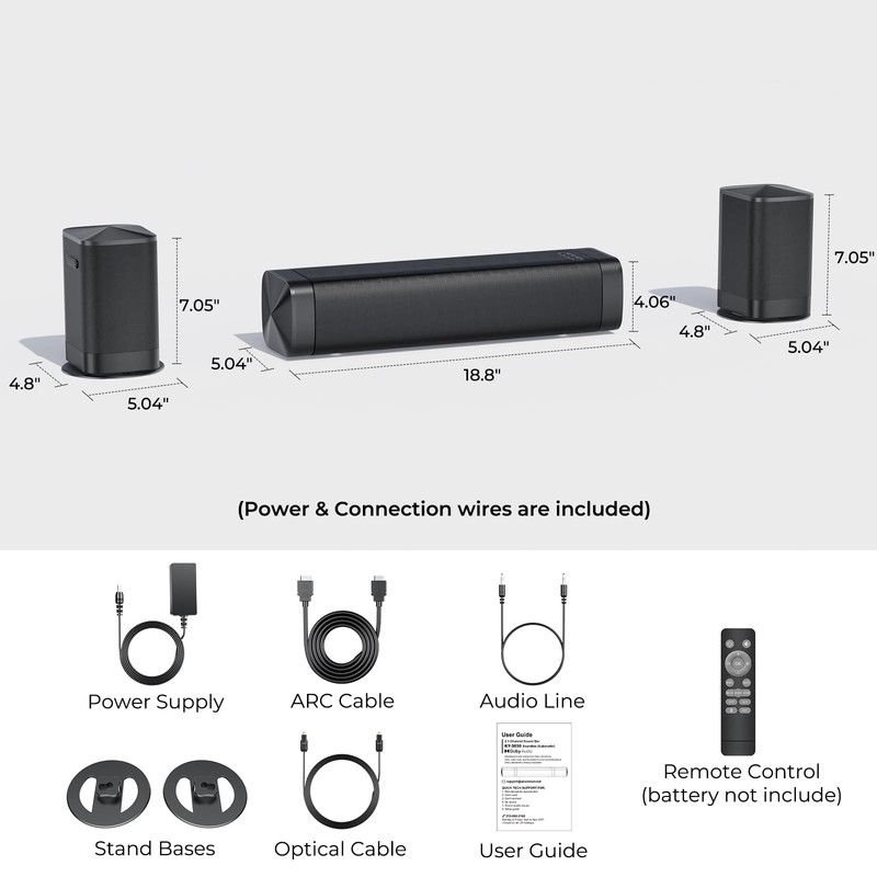 Assistrust Center Channel Speakers Sound Bar, Dolby Digital Plus, 110W