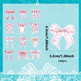 BOXOB 240pcs Pink Bow Confetti, Coquette Pink Bow Birthday Decorations She's Tying The Knot Party Decor for Girls Bridal Shower Wedding Photo Props Supplies