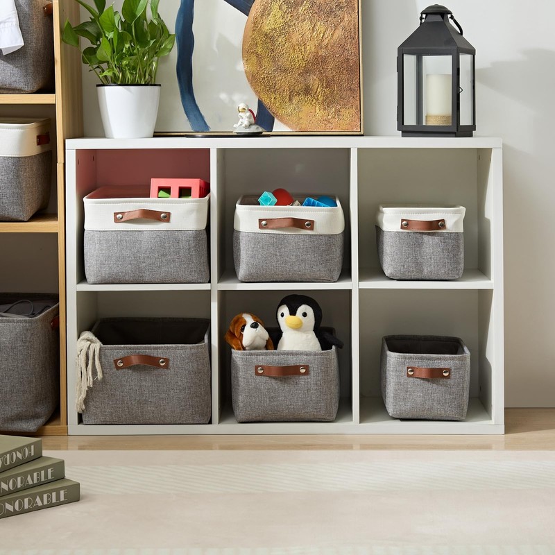 Mangata Fabric Storage Boxes,[4 Pack] Collapsible Storage Basket for Books,