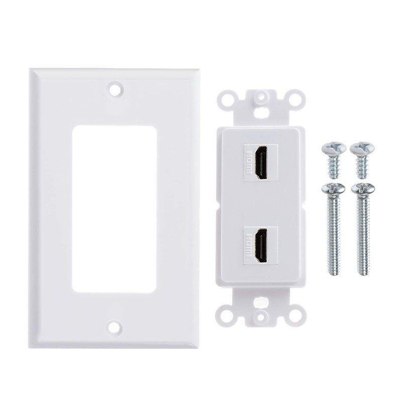 TENINYU Dual HDMI Wall Plate, HDMI Socket Plug Insert Jack