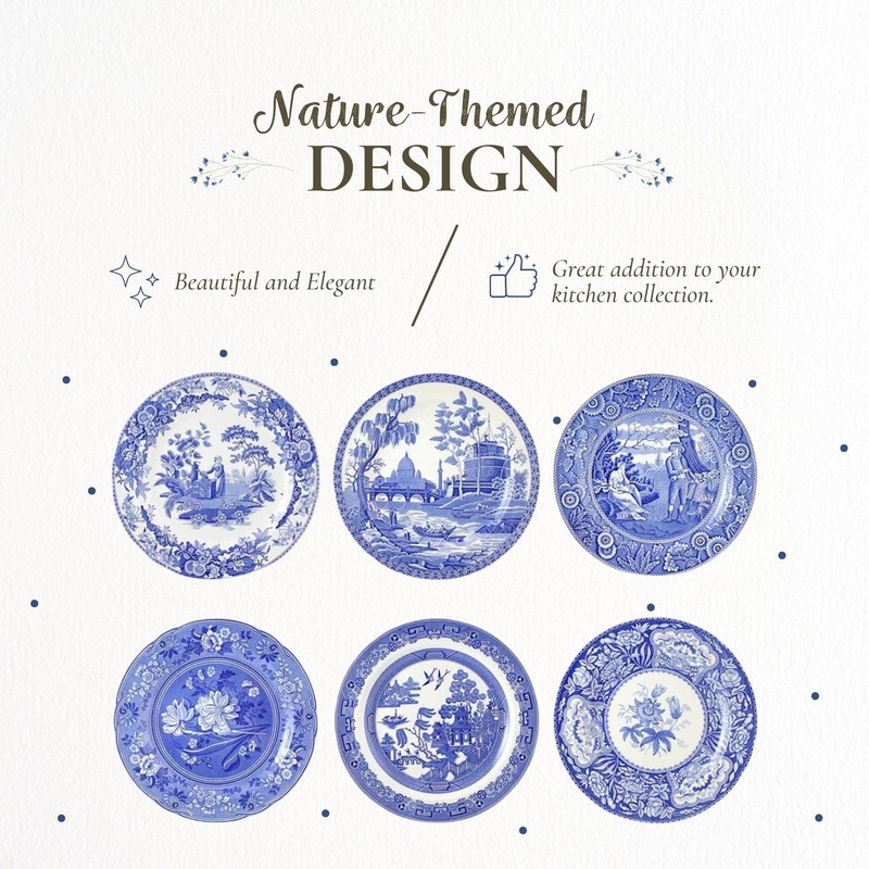 Spode Blue Room Georgian Plate Set, Set of 6 -