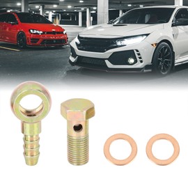 X AUTOHAUX 10mm Diameter Banjo Hose Barb Bolt Fittings Banjo Bolt Washer Kit Bronze Tone Metal for Motorcycle Car