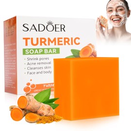Turmeric Soap Natural Turmeric Soap Bar For Acne Removal,Pores Shrink,Deep Cleaning Moisturizing Erase Fine Lines,Firming