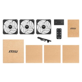 MSI MAX F12A-3H 120 mm Case Fan (3 x 120 mm Fan, LED Control, Remote Control, Pack of 3, Black, ARGB) A-RGB