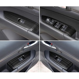 ZUNEIGUNG Mazda CX-5 2nd Generation KF Door Window Button Switch Panel Cover Fits New MAZDA CX5 Design Interior Parts Accessories Stainless Steel 4 Pieces (Black Titanium)