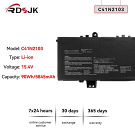 C41N2103 Laptop Battery for Asus ROG Zephyrus Duo 16 GX650RX GX650RS GX650RW GX650RM GX650RX-LO145X GX650RX-LO012W GX650RW-XS96 GX650RW-XS91 GX650RS-LB049W GX650RM-LS016W NR2202RM Series 15.4V 90Wh