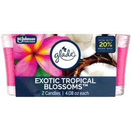 Glade 1-Wick Scented Candle Jar, Exotic Tropical Blossoms, Air Freshener Infused with Essential Oils, 4.08 Oz, 2 Count