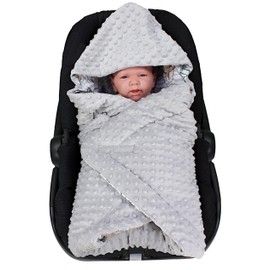 TupTam Baby Winter Swaddling Blanket 75 x 75 cm for Car Seat Baby Seat Padded Minky Cotton Universal, Colour: Safari/Grey, Size: One Size