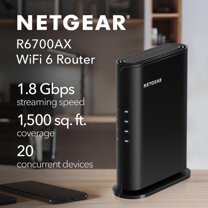 NETGEAR 4-Stream WiFi 6 Router (R6700AX) – Router Only, AX1800