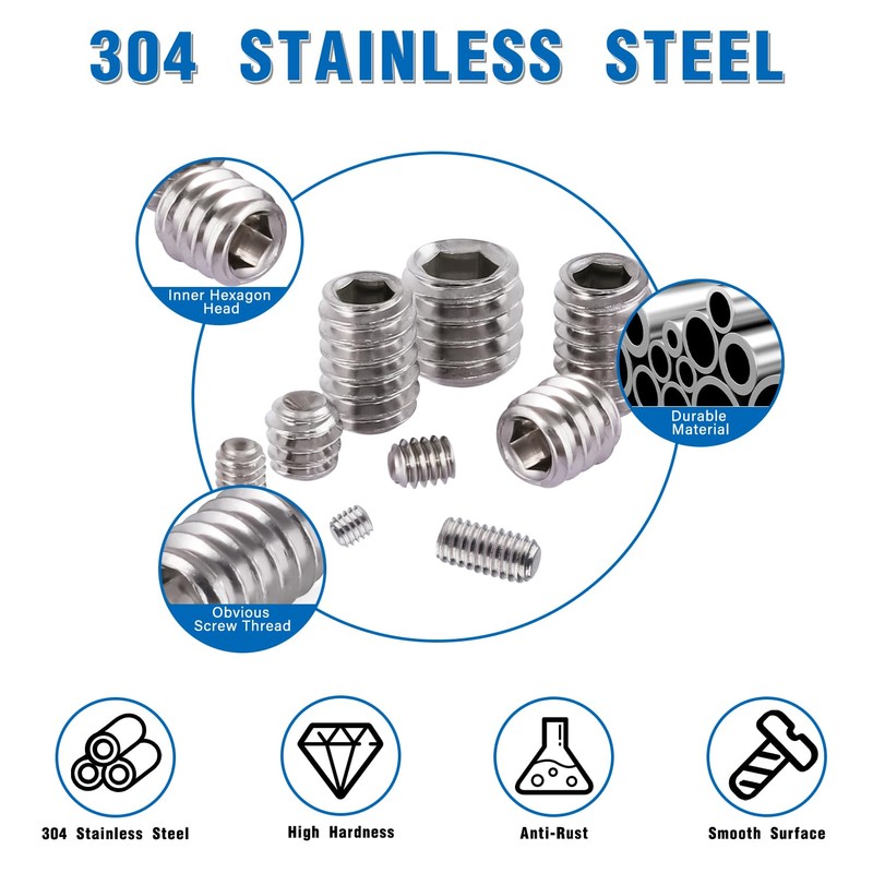 EilxMag 830pcs Set Screw Assortment Kit, Standard SAE + Metric