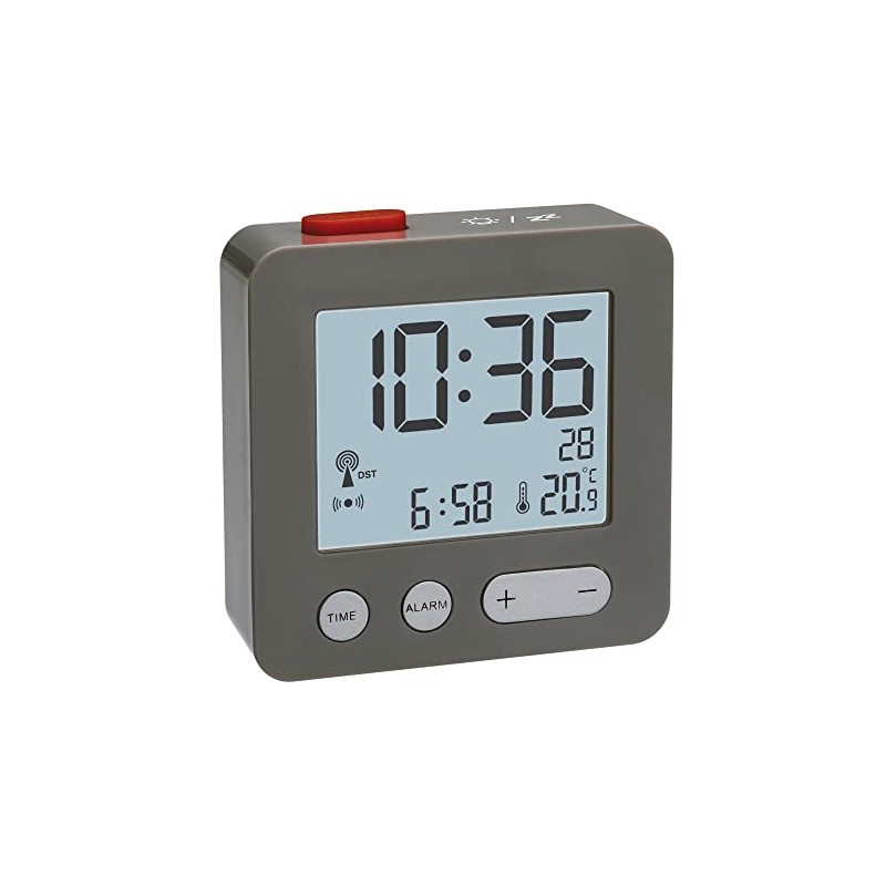 TFA Dostmann 60.2545 Digital Radio-Controlled Alarm Clock with Indoor Temperature