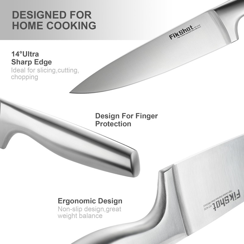 Knife Block Set, Kitchen Knife Sets with Block, FIKSHOT Knives