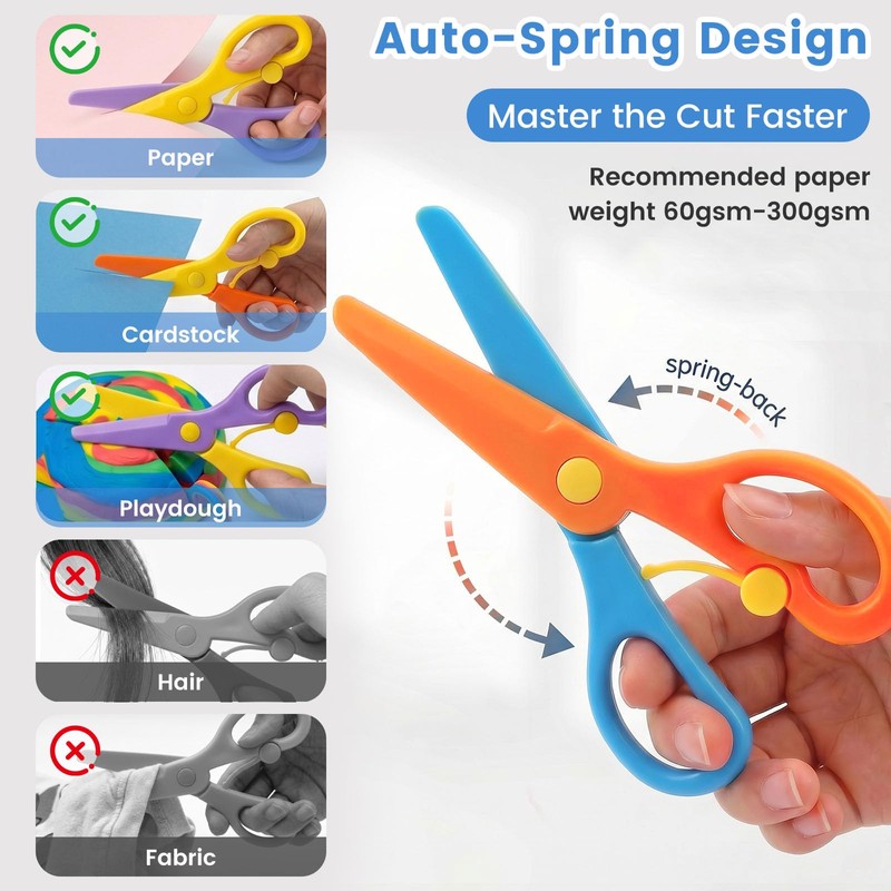 LovesTown Toddler Scissors, 4PCS Adaptive Blunt Tip Training Safety Scissors
