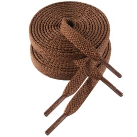 VSUDO 70cm Length Flat Brown Trainers Shoelace, 8mm Wide Brown Shoe Laces for Sneakers, Premium Trainer Shoe Strings, Replacements Athletic Sport Shoelaces for Women or Men (1Pair-Brown-070cm)