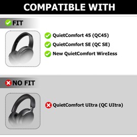 umvowuxa Replacement Earpads for Bose QuietComfort 45 (QC45)/QuietComfort SE (QC SE)/Quiet Comfort Wireless Headphones, Ear Cushions with Softer Protein Leather and Memory Foam (Blue)