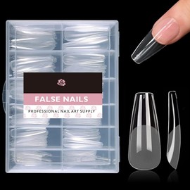 UKKQES Short Fake Nails 240pcs Pre-shape Gel Acrylic Nail Tips for Full Cover Nail Extension Home DIY Nail Salon 10 Sizes Gelly Tips