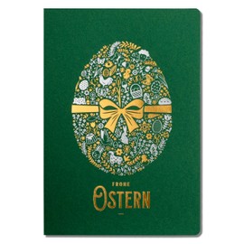 Art Nuvo EE-0103B Exclusive Easter Cards - Set of 10 Manufacturing Cards in Green 120 x 170 mm, Gold-Plated and Embossed Easter Motifs Made from Matte Jewellery Paper, with Beige Inserts and Envelopes