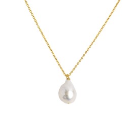 Secret & You Large 12-13mm Baroque Cultured Freshwater Pearl Necklace 925 Sterling Silver 18K Gold or Rhodium Plated 925 Sterling Silver Pendant Necklace 38-45cm, Pearl, Pearl