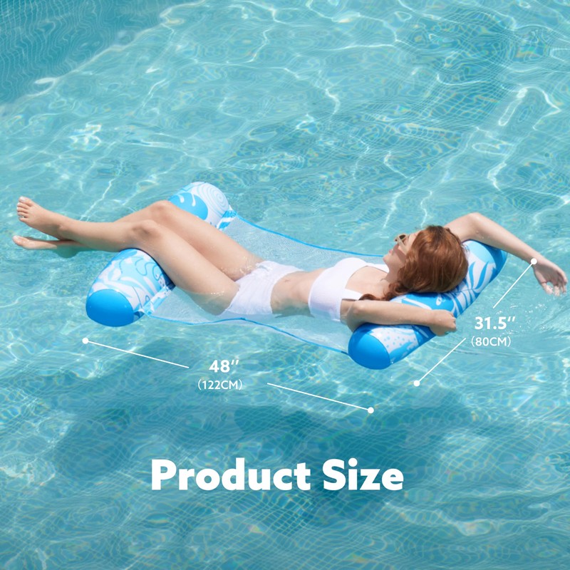 SLOOSH 2 Packs Tropical Leaves Hammock Pool Floats Adults, 4-in-1