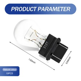 pinflaw Pack-10 Automotive 3157 Brake Light, 12V 21/5W Dual Contact Double-filament Shockproof Halogen Bulb, Plug-in Standard Interface Quartz Glass Bulb, Universal for Cars Bulb Replacement (White)