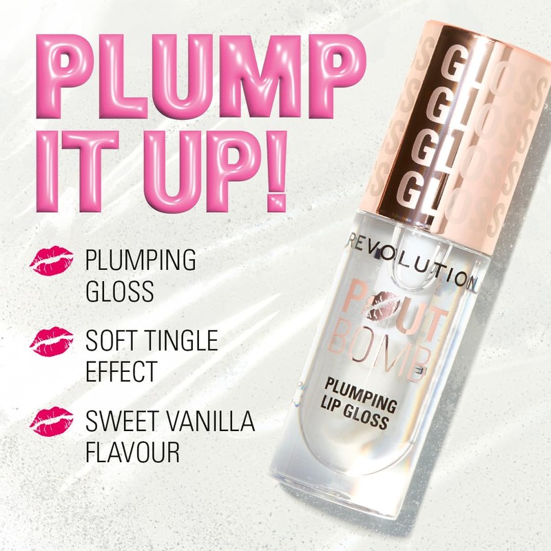 Revolution Beauty London Pout Bomb Plumping Gloss, High Shine, Rich