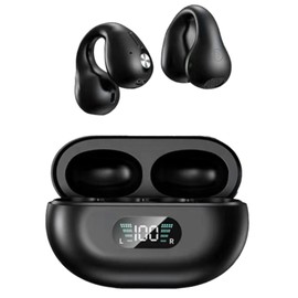Bluetooth Earbuds Bone Conduction Open Ear Intelligent Digital Display Ergonomic Lightweight Wireless Earbuds for Sports Black