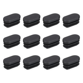 sourcing map 12Pcs Oval Plastic Hole Plug, 1.18" x 0.59" Rubber End Caps Pipe Tube Inserts End Blanking for Chair Legs Metal Pipe Post Furniture, Black