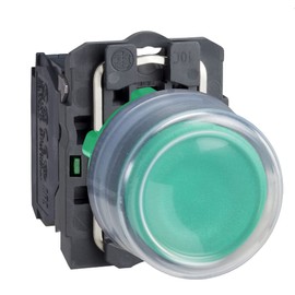 Schneider Electric Push Button - Green with Clear Boot, Plastic Material, Projecting Operator Profile - 22mm, Spring Return, 1NO Contact Type - Quick & Easy Assembly - Harmony XB5 (XB5AP31)