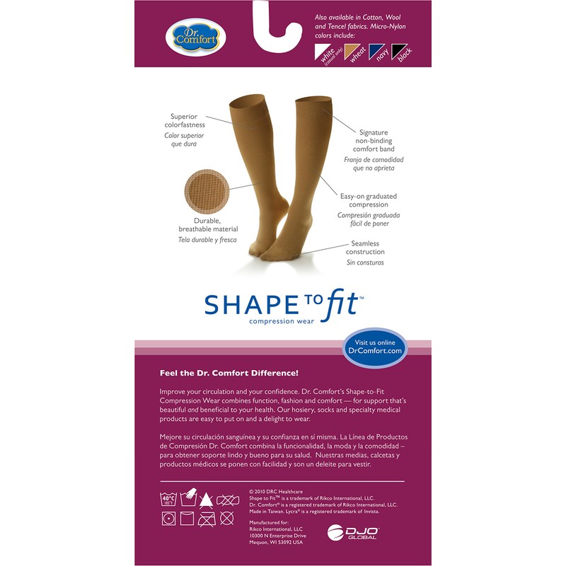 Dr. Comfort Women's Micro Nylon Graduated Compression Knee-High Sock, 20-30