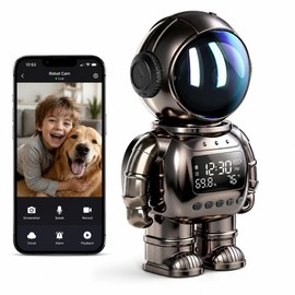 DYPCO Indoor Security Clock Camera with Temperature and Humidity Monitoring, Smart Clock Camera with Alarm Function, Real-Time Alerts for Home Safety