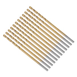 CoCud Twist Drill Bit, 0.05 inch (1.3 mm) Drill Diameter, Titanium Coated, High Speed Steel, 6542, Straight Shank - (Application: Stainless Steel, Alloy, Metal), Pack of 12