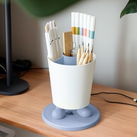 Desk Pen Holder - Desk Organizer Pen Holder Cup | 360 Degree Rotating Stand Storage Container, Modern Decor Stationery Supplies Makeup Brush Storage for Home Classroom