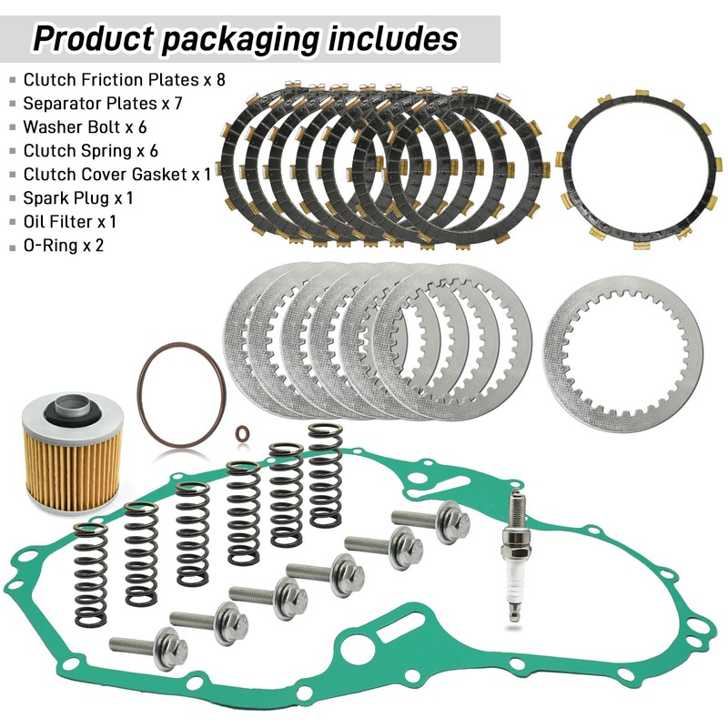 Clutch Kit & Friction Steel Plates Cover Gasket Compatible with