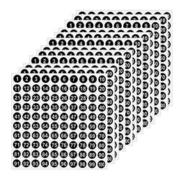 SAVITA 30 Sheets Round Number Stickers Decals 1-100, Self-Adhesive Vinyl Small Number Label Stickers for Marking Bottles Bins Boxes Home Kitchen Office School Supplies (White Number, Black Background)