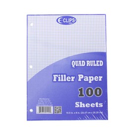 Craft County Loose Leaf Quad Ruled Filler Paper with 3-Hole Punch – Office and Writing Supplies – 100 Sheets (1 Pack)