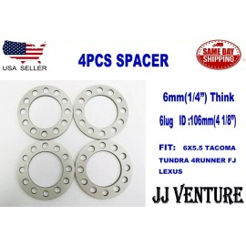 J&J 4PCS UNIVERSAL WHEEL SPACER FIT 6X5.5 6MM (1/4”) TACOMA TUNDRA 4RUNNER FJ LEXUS