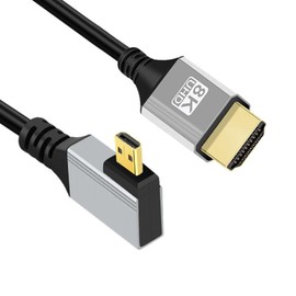chenyang HDMI 2.1 Cable,HDMI Male to Mini HDMI Male 90 Degree Left Angled 8K@60Hz 4K@120Hz 48Gbps Ultra High-Speed Gold-Plated Cable 1.64FT/0.5M for TV, Monitor, Computer