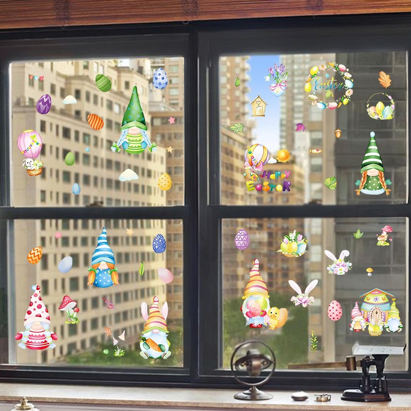 540 PCS Easter Decorations Window Clings, 9 Sheets Easter Window