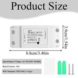 10A Smart WiFi Wireless Light Switch,Wi-Fi Light Switch Compatible with Alexa & Google Home & SmartThings,No Hub Required Support DIY Module