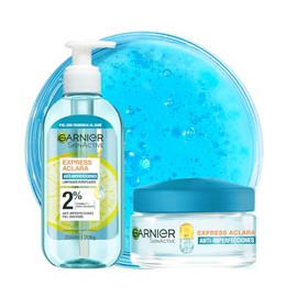 Kit Garnier Las Favoritos del Mariana - Express Anti Imperfecciones Gel Limpiador con Ácido Salicílico + Crema Facial Hidratante Matificante en Gel