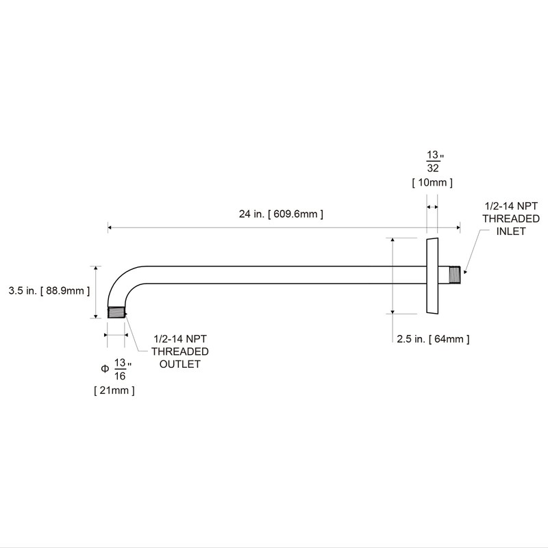 OFFO Shower Arm with Flange, 24 in Wall Mount Replacement