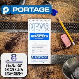 Portage Reporters Notebook – Top Bound Spiral Pocket Notepad, Steno Note Book, Perfect for Reporters & Journalists Taking Notes in the Field, Gregg Ruled – 4 x 8 In, 70 Sheets, 12 Pack