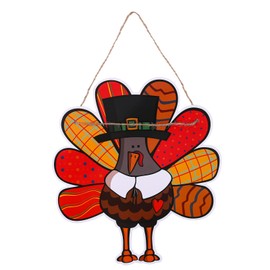 Aroncent Door Sign Turkey Decoration Thanksgiving: Thanksgiving Door Sign with Turkey Motif Paper Door Sign for Wooden Doors Autumn Decoration with Turkey Pattern for Indoor and Outdoor Colourful