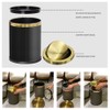 LEASYLIFE 15L/4GAL Black Bathroom Trash can,Gold Bathroom Garbage can with