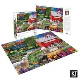 KI Puzzles 1000 Piece Puzzle for Adults Karen Burke Spring Lambs 27x20 Country Farm Jigsaw Multicolor