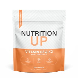 Vitamin D3 & K2 Tablets 4000IU + 100ug MK-7 – 180 High Strength Tablets – Supports Bones, Immune System & Calcium Absorption – UK Made