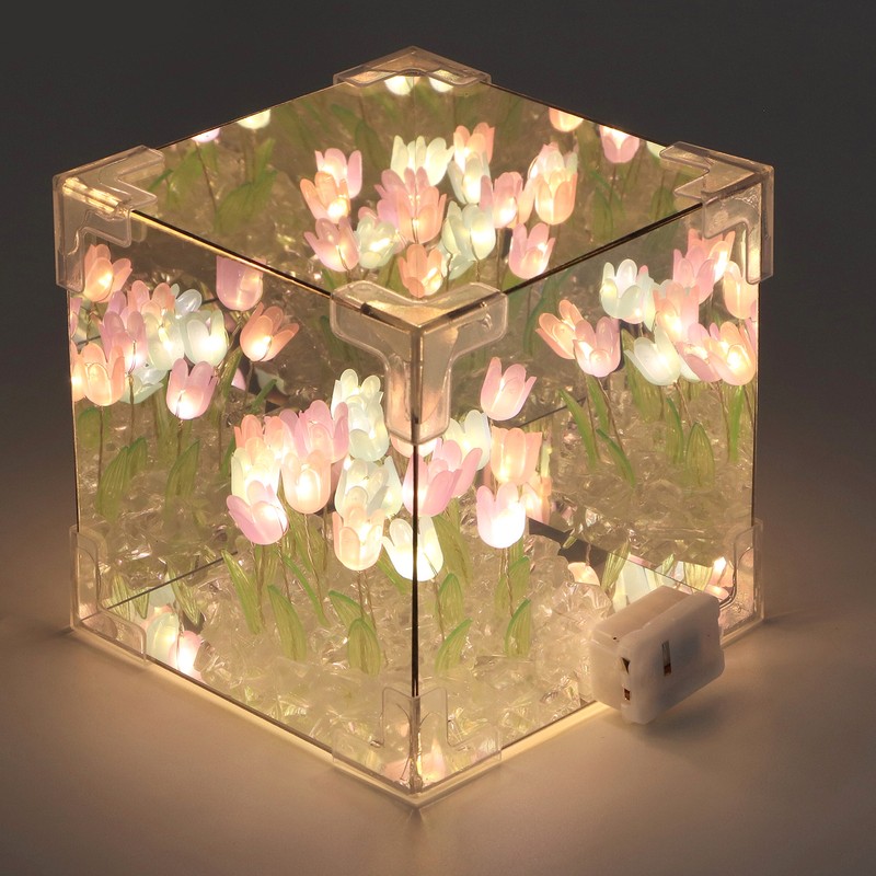 2 in 1 Tulip Cube Mirror Lamp LED Decorative Night