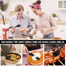 Utensilios de Cocina de Silicona: 6 Negro Juegos Utensilios Cocina de Silicona - Paleta Utensilios Cocina Goma Resistente al Calor y Antiadherente Sin BPA No Tóxico