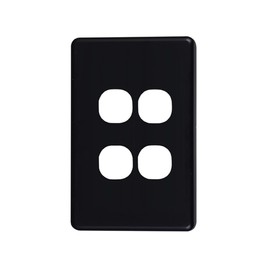 4C | Classic 4 Gang Switch Polycarbonate Cover Plate - Black Colour