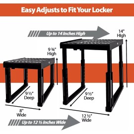 Piffny Locker Organizer Shelf Adjustable Width and Height, Stackable, Ideal Black